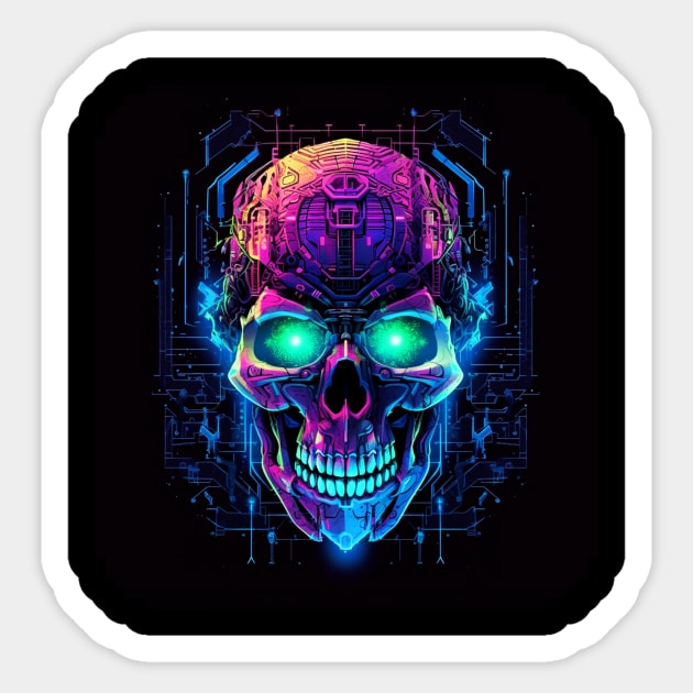 Sci fi Skull Neon Light Sticker by gibah